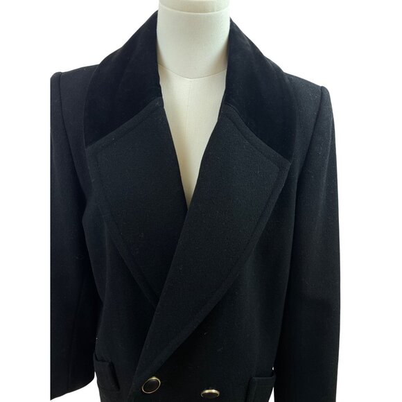 Jones New York Black Double-Breasted Coat With Velvet Collar & Gold Buttons - Picture 5 of 9